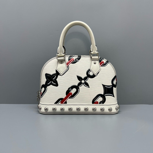 Louis Vuitton Studded Alma BB Epi White