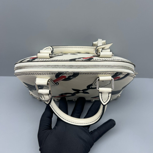 Louis Vuitton Studded Alma BB Epi White