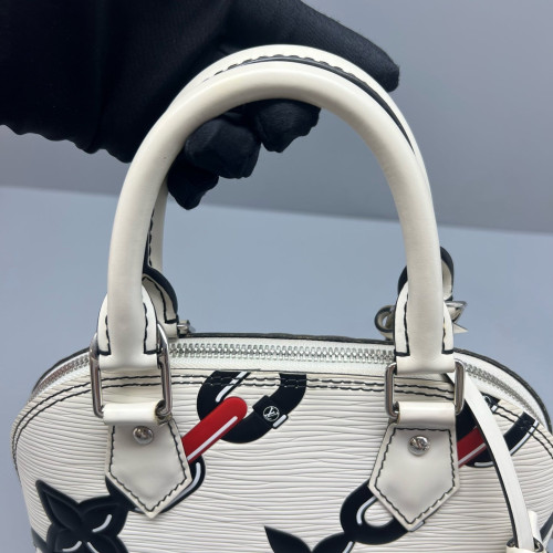 Louis Vuitton Studded Alma BB Epi White