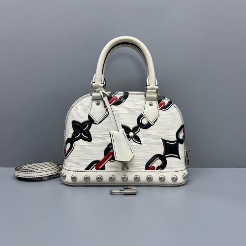 Louis Vuitton Studded Alma BB Epi White