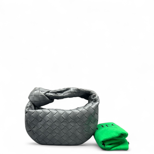 Bottega Veneta Mini Jodie Lambskin Intrecciato Nappa Dark Grey