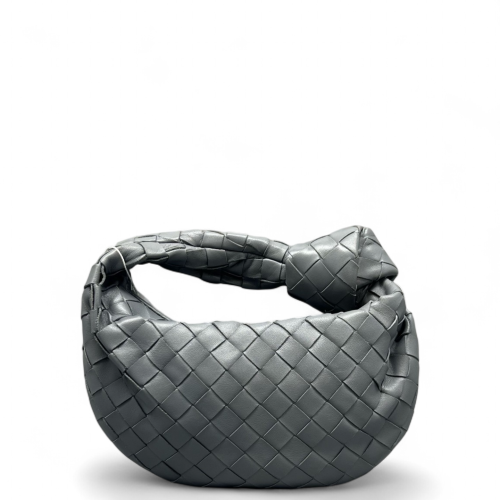 Bottega Veneta Mini Jodie Lambskin Intrecciato Nappa Dark Grey