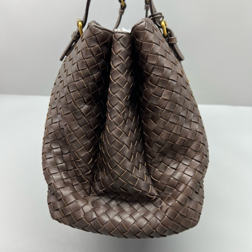 Bottega Veneta Large Roma Tote Bag Lambskin Intrecciato Nappa Dark Brown