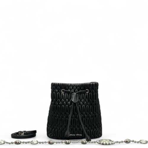 Miu Miu Bucket Crumpled Lambskin Black