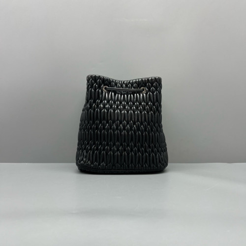Miu Miu Bucket Crumpled Lambskin Black