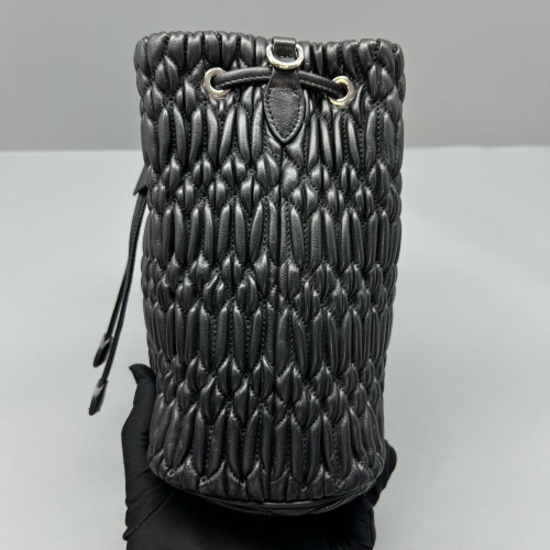 Miu Miu Bucket Crumpled Lambskin Black