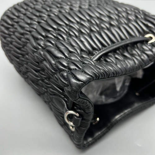 Miu Miu Bucket Crumpled Lambskin Black