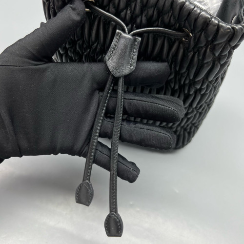 Miu Miu Bucket Crumpled Lambskin Black