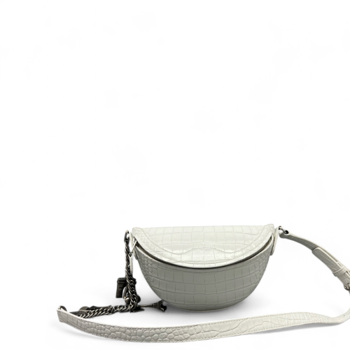 Balenciaga Xxs Souvenir Belt Bag Calfskin Crocodile Embossed White