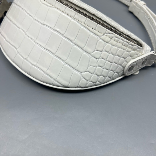 Balenciaga Xxs Souvenir Belt Bag Calfskin Crocodile Embossed White