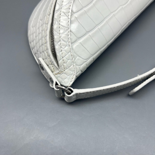 Balenciaga Xxs Souvenir Belt Bag Calfskin Crocodile Embossed White