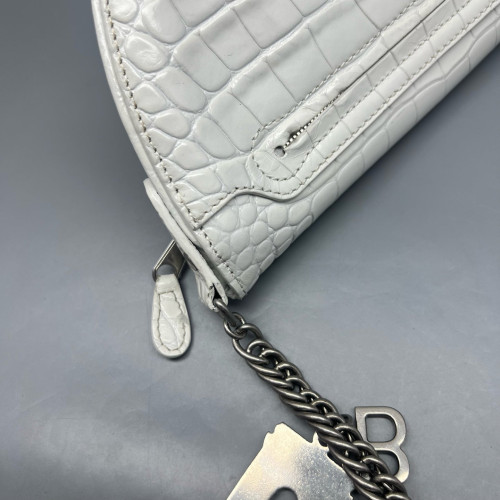 Balenciaga Xxs Souvenir Belt Bag Calfskin Crocodile Embossed White