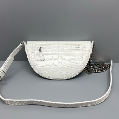 Balenciaga Xxs Souvenir Belt Bag Calfskin Crocodile Embossed White