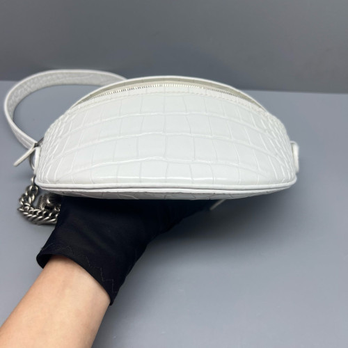 Balenciaga Xxs Souvenir Belt Bag Calfskin Crocodile Embossed White
