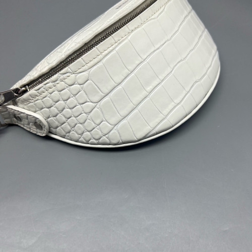 Balenciaga Xxs Souvenir Belt Bag Calfskin Crocodile Embossed White