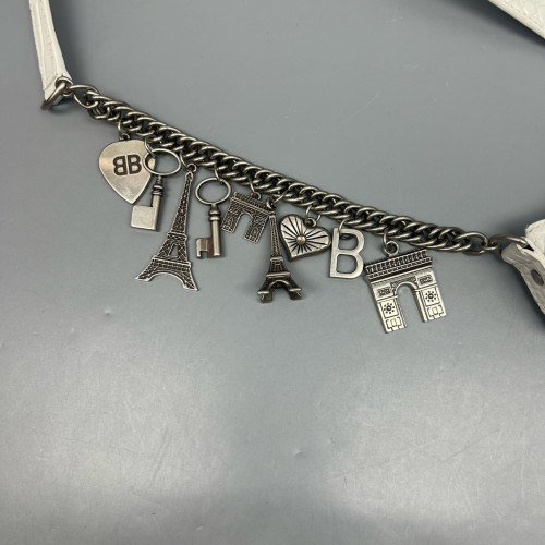 Balenciaga Xxs Souvenir Belt Bag Calfskin Crocodile Embossed White