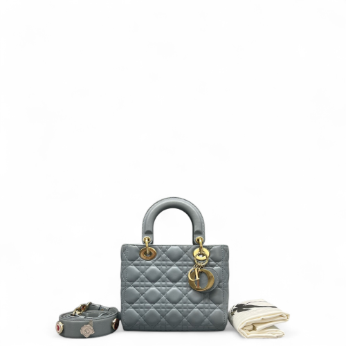 Dior Small Lady Dior Lambskin Dusty Blue