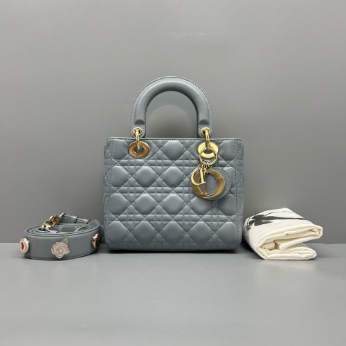Dior Small Lady Dior Lambskin Dusty Blue