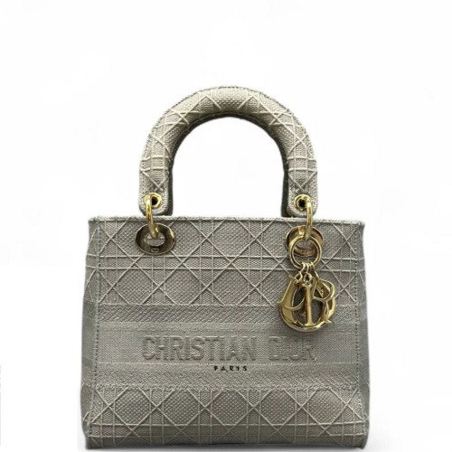 Dior Medium Lady D Lite Canvas Grey Dior Medium Lady D Lite Canvas Grey