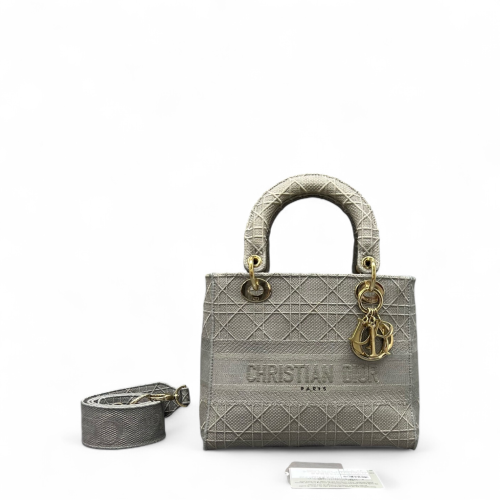 Dior Medium Lady D Lite Canvas Grey Dior Medium Lady D Lite Canvas Grey