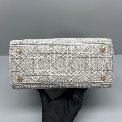 Dior Medium Lady D Lite Canvas Grey Dior Medium Lady D Lite Canvas Grey