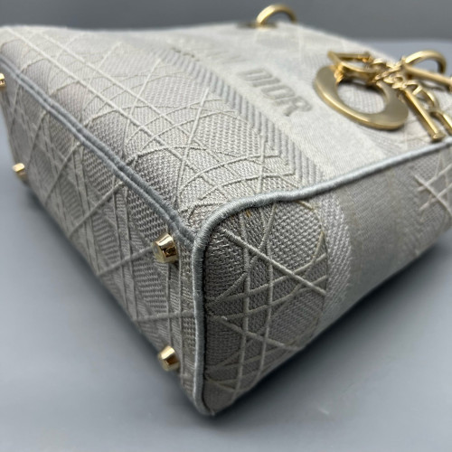 Dior Medium Lady D Lite Canvas Grey Dior Medium Lady D Lite Canvas Grey