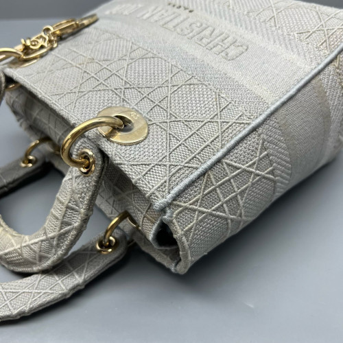 Dior Medium Lady D Lite Canvas Grey Dior Medium Lady D Lite Canvas Grey