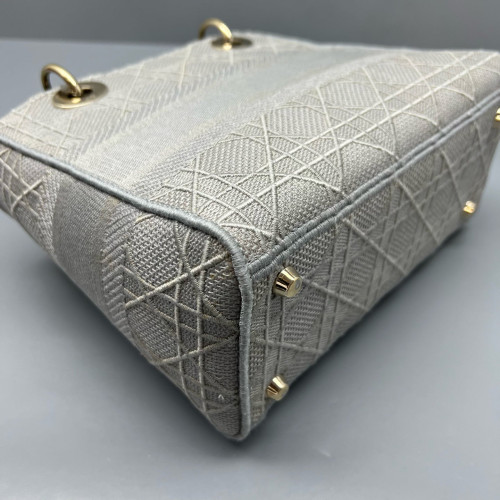 Dior Medium Lady D Lite Canvas Grey Dior Medium Lady D Lite Canvas Grey