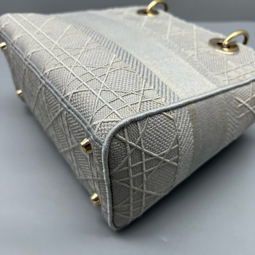 Dior Medium Lady D Lite Canvas Grey Dior Medium Lady D Lite Canvas Grey