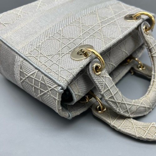 Dior Medium Lady D Lite Canvas Grey Dior Medium Lady D Lite Canvas Grey