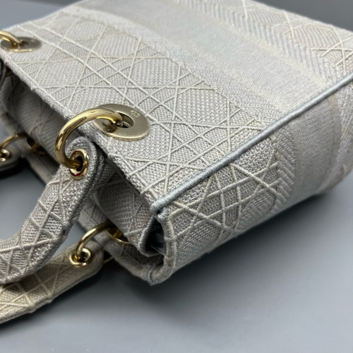 Dior Medium Lady D Lite Canvas Grey Dior Medium Lady D Lite Canvas Grey