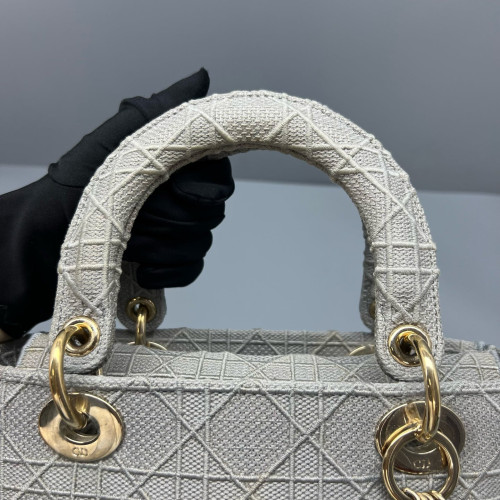 Dior Medium Lady D Lite Canvas Grey Dior Medium Lady D Lite Canvas Grey