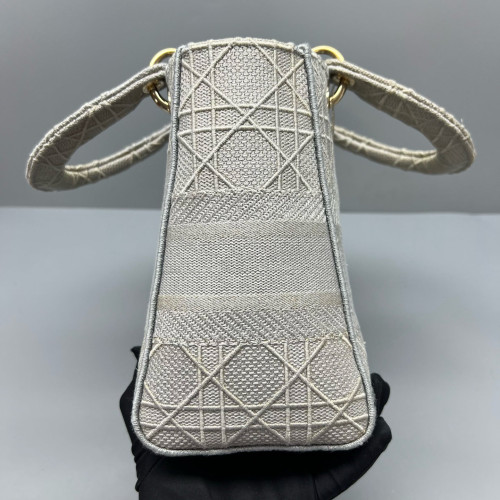 Dior Medium Lady D Lite Canvas Grey Dior Medium Lady D Lite Canvas Grey