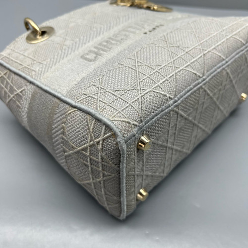 Dior Medium Lady D Lite Canvas Grey Dior Medium Lady D Lite Canvas Grey