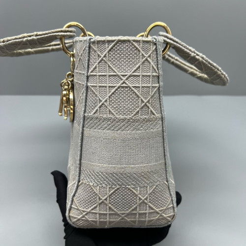 Dior Medium Lady D Lite Canvas Grey Dior Medium Lady D Lite Canvas Grey