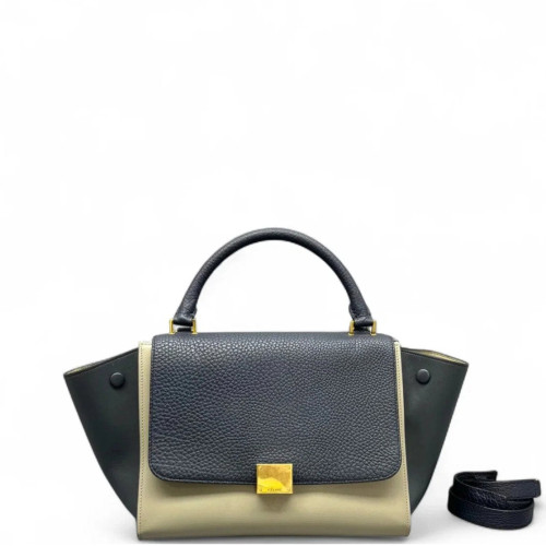 Celine Small Trapeze Calfskin Black Beige Celine Small Trapeze Calfskin Black Beige