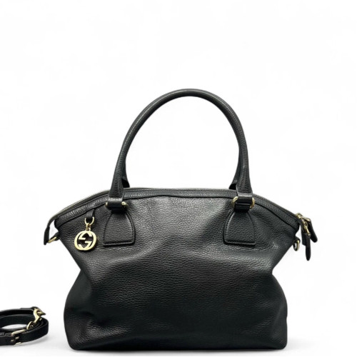 Gucci Top Handle Charms Dome Dollar Calfskin Black