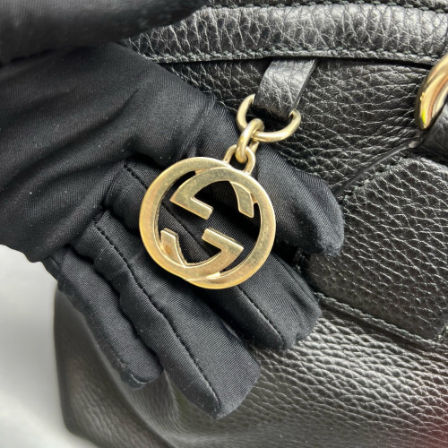 Gucci Top Handle Charms Dome Dollar Calfskin Black
