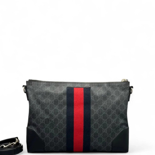 Gucci Web Shoulder Bag GG Supreme Monogram Black