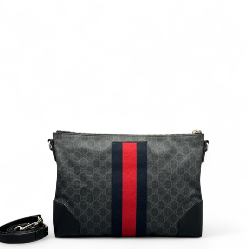 Gucci Web Shoulder Bag GG Supreme Monogram Black