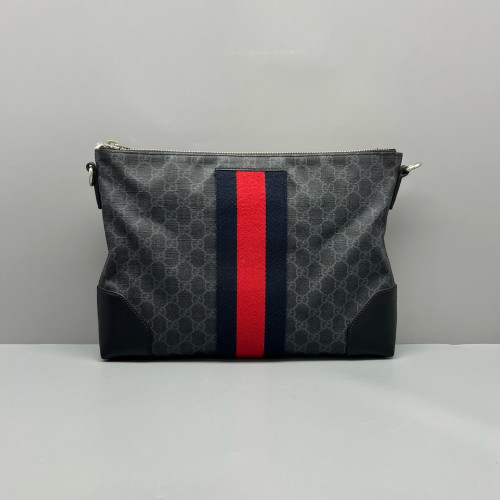 Gucci Web Shoulder Bag GG Supreme Monogram Black