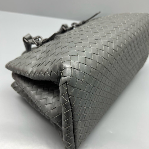 Bottega Veneta Medium Roma Tote Bag Calfskin Intrecciato Grey