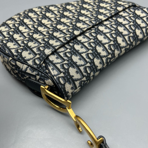 Dior Medium Saddle Bag Oblique Beige Navy Black