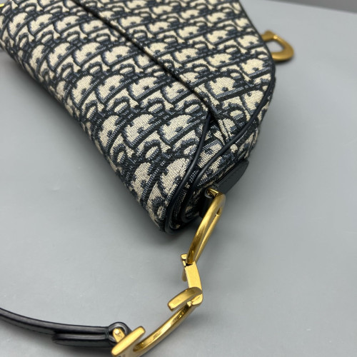 Dior Medium Saddle Bag Oblique Beige Navy Black