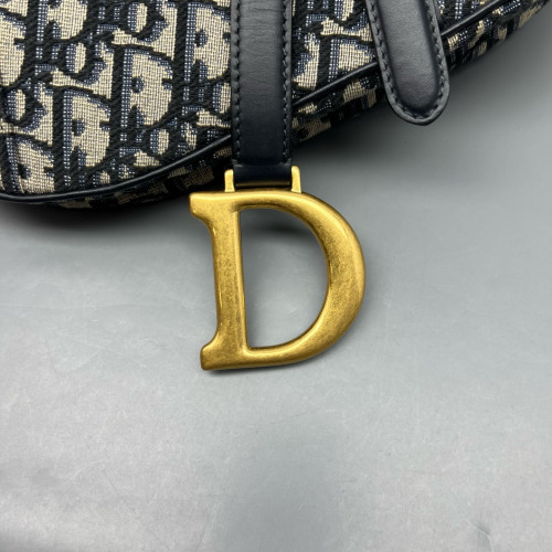 Dior Medium Saddle Bag Oblique Beige Navy Black