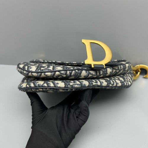 Dior Medium Saddle Bag Oblique Beige Navy Black