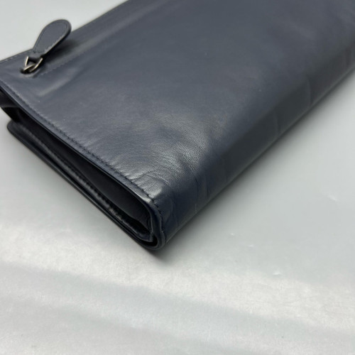 Bottega Veneta Clutch Calfskin Intrecciato Navy Blue