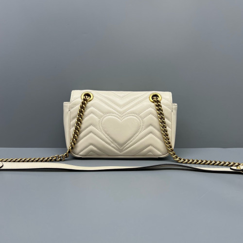 Gucci Chevron Mini GG Marmont Calfskin White