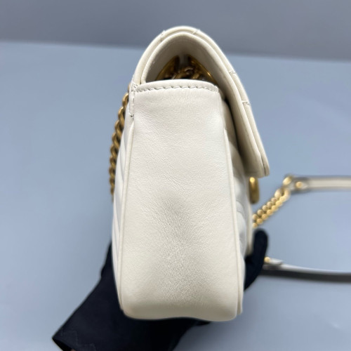 Gucci Chevron Mini GG Marmont Calfskin White