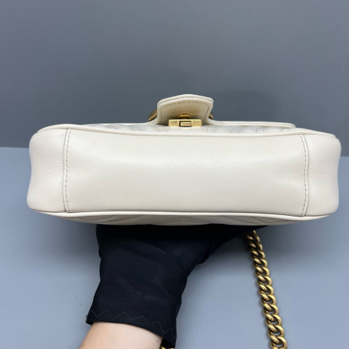 Gucci Chevron Mini GG Marmont Calfskin White